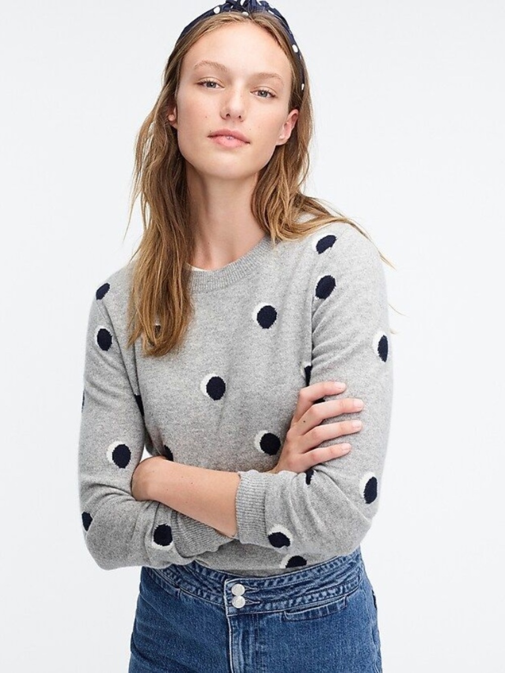 J.Crew Everyday Cashmere Crewneck Sweater with Intarsia Dot - Picture 2 of 6